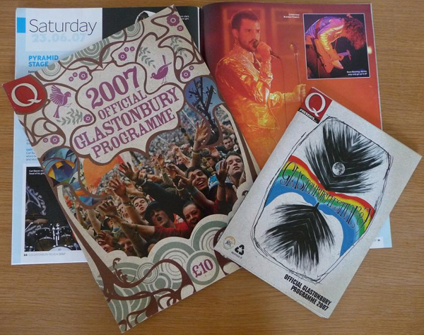 2 Official Glastonbury Programmes and also the Q Glastonbury Review from 2007
